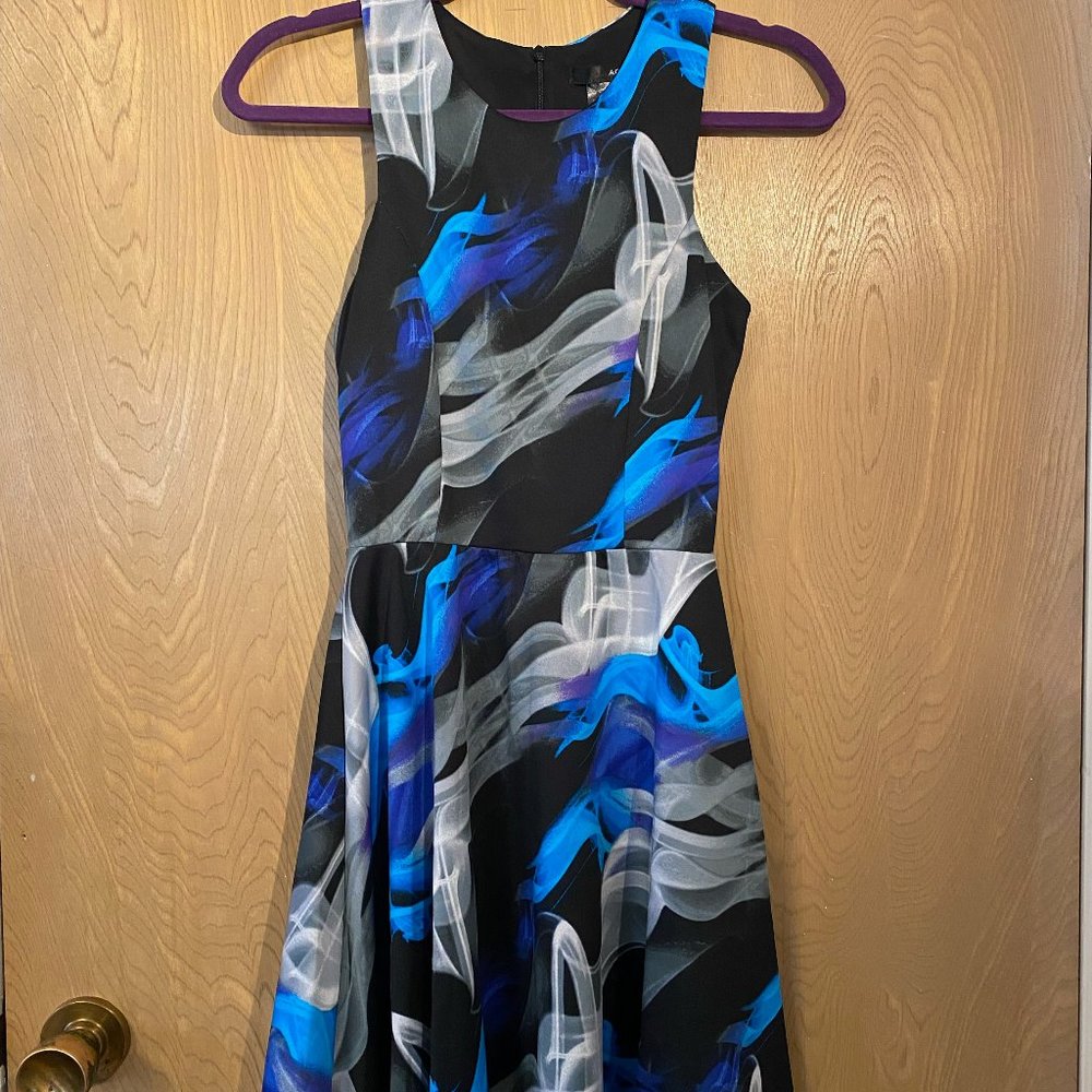 XS Aqua Blue White and Black Mid-length Dress